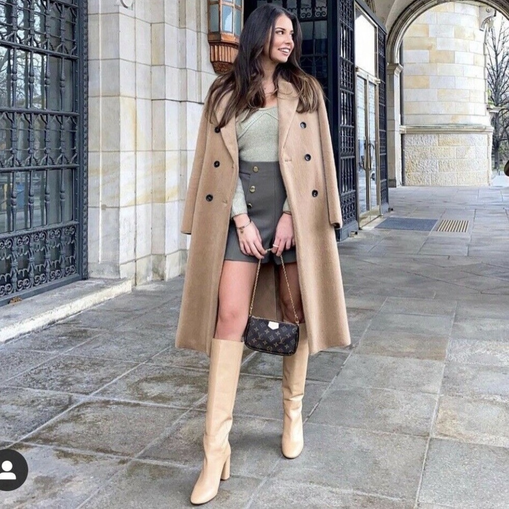 Zara Faux Fur Double Breasted Coat - Picture 3 of 13